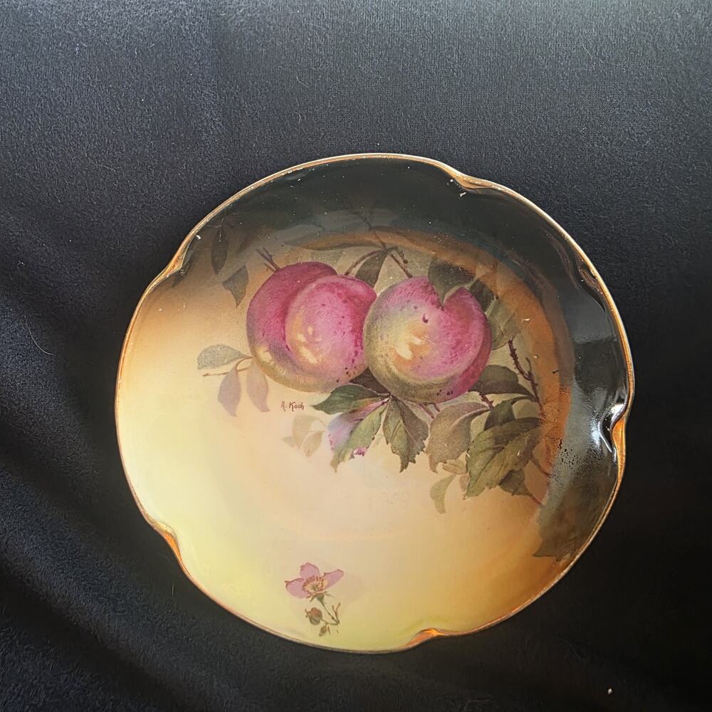 Antique Hand Painted Fruit Cabinet Plate Signed A Koch Victorian Porcelain